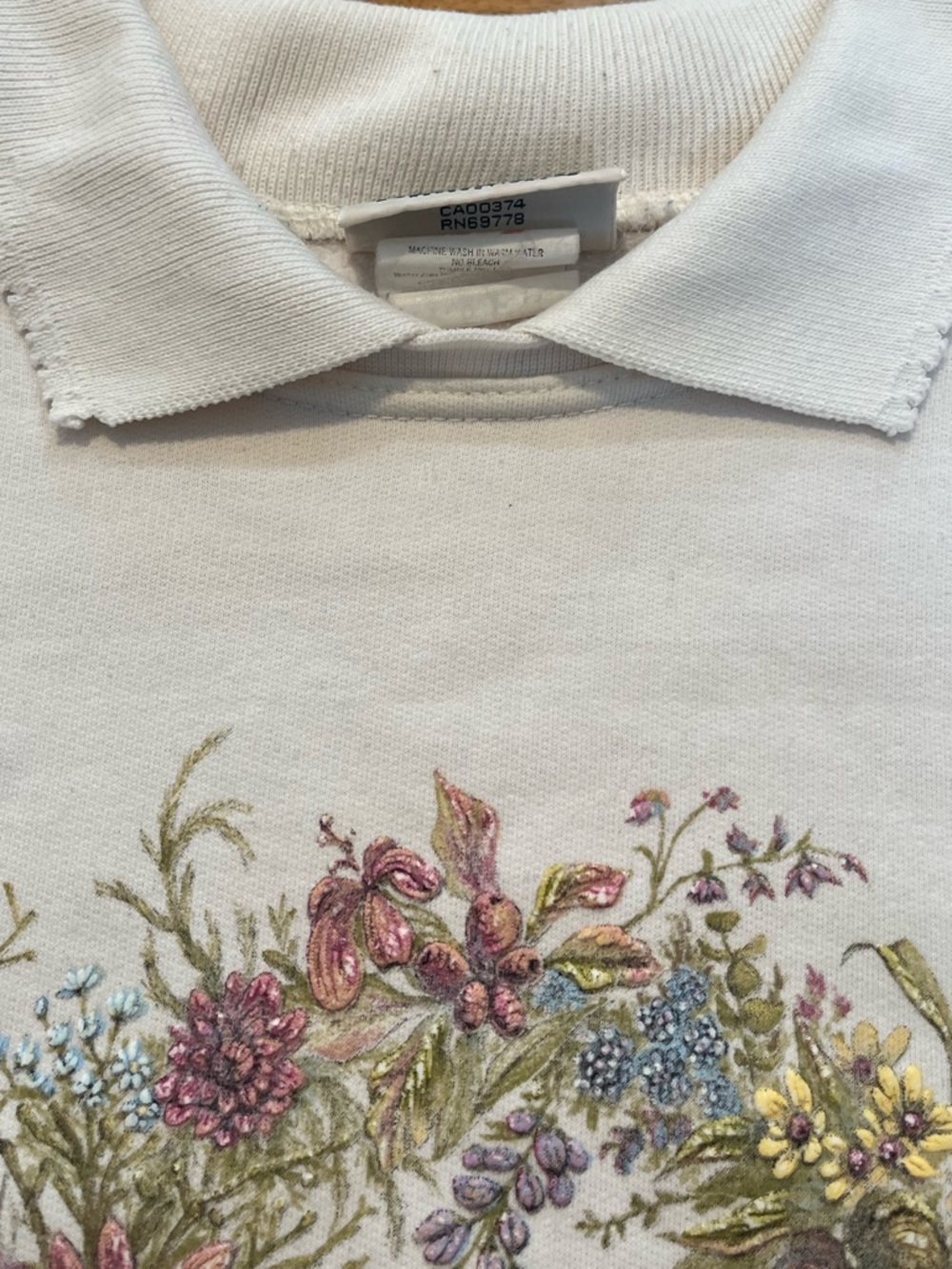 Vintage Northern Reflections Peter Pan Collar Wreath Graphic Boxy Oversized Top - Picture 5 of 10